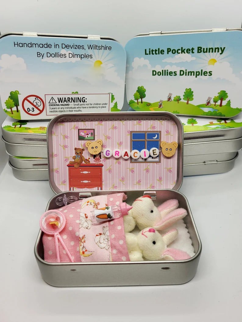 🔥Easter Specials 🐰💕Bunny Mummy Tiny Plush Pocket Tin(🔥Buy More Save More🔥)