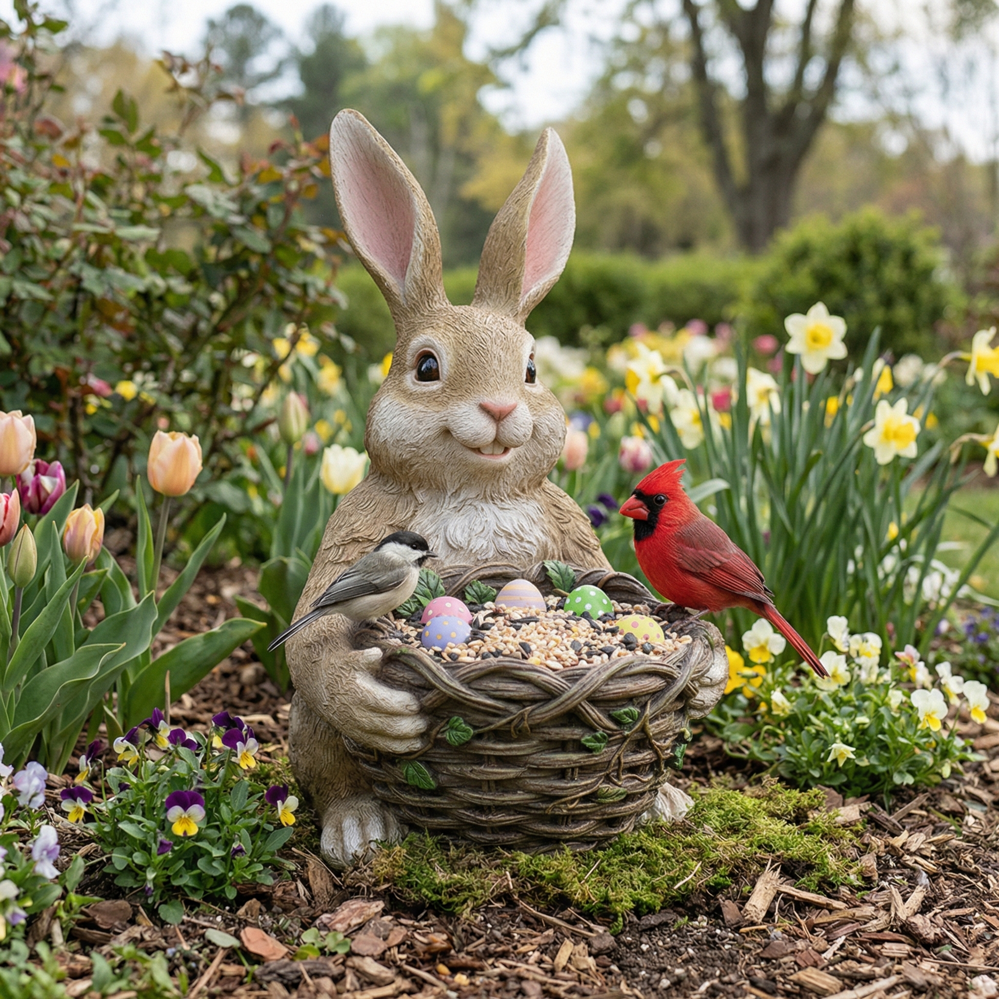 Hand-Painted Easter Bird Feeder — Charming Garden Decor & Perfect Spring Gift