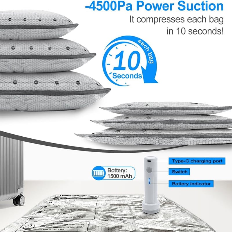 🔥 LAST DAY 49% OFF-Cordless Travel Vacuum Storage Compression Bag Set