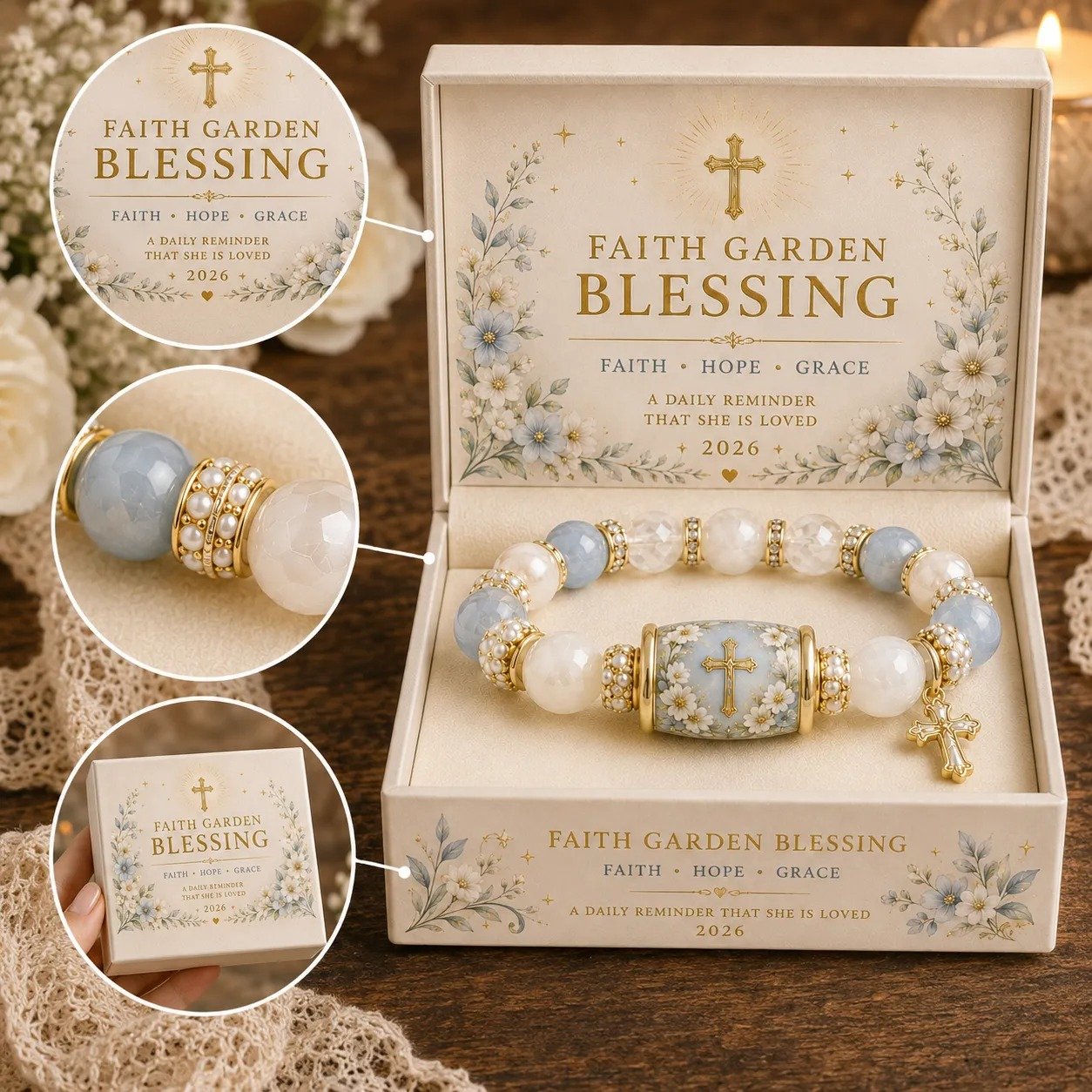 🙏Handmade Blessings Bracelet  with Exquisite Gift Box✨Faith • Hope • Healing • Love