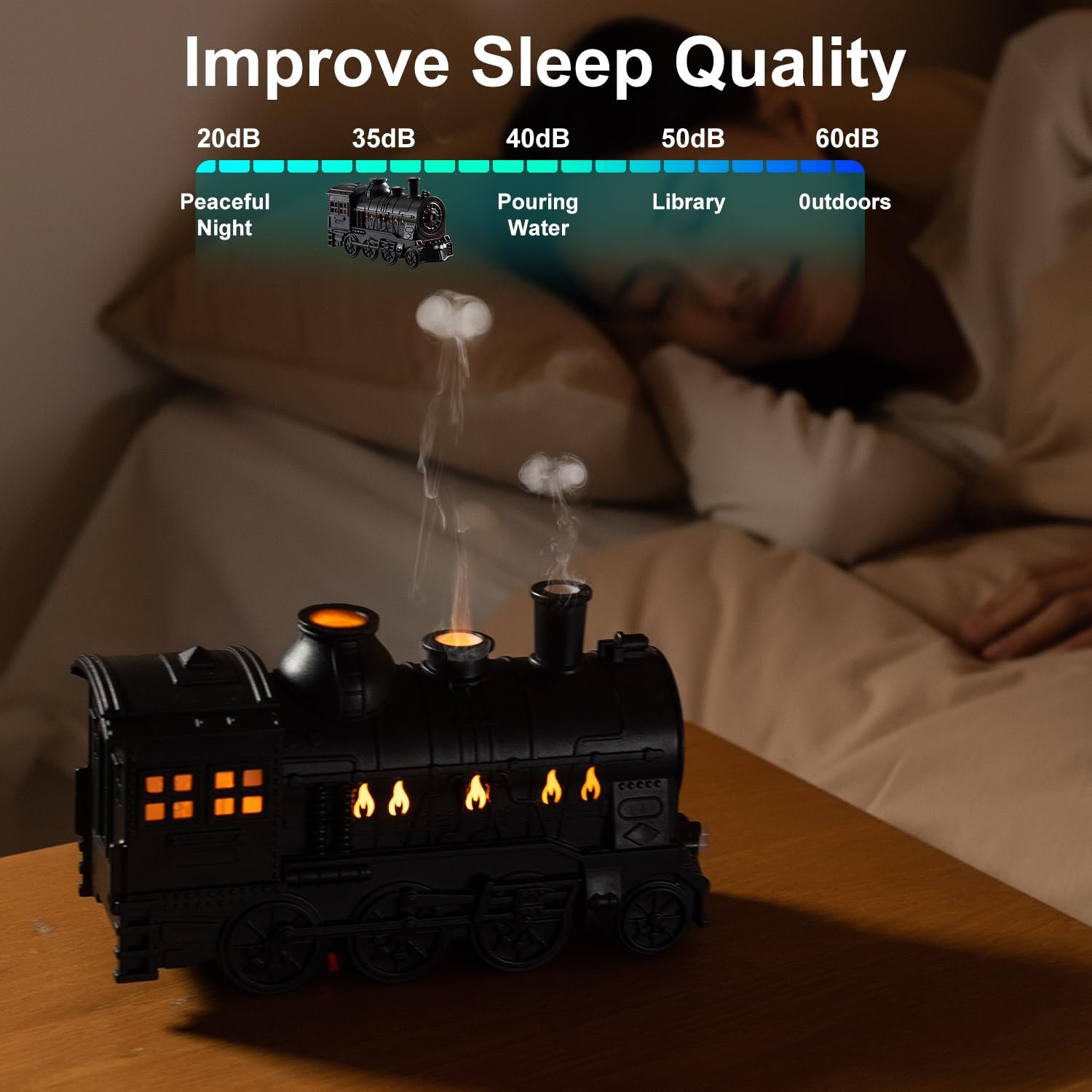 🔥Hot Sale 49% OFF Train Essential Oil Diffuser 🚂 | 300ML Cool Mist Humidifier