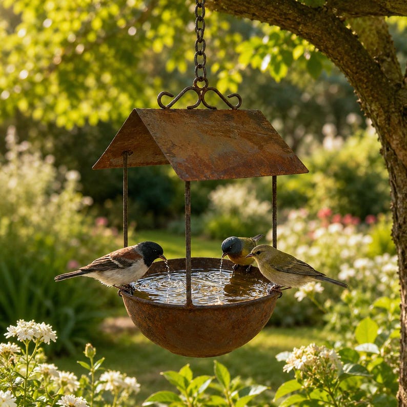 Rustic Hanging Metal Bird Feeder – Garden & Backyard Decor