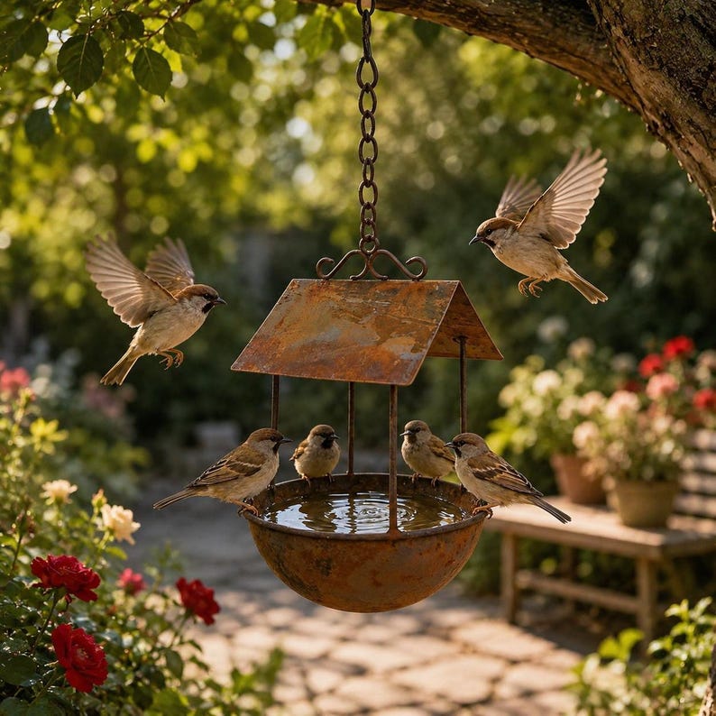 Rustic Hanging Metal Bird Feeder – Garden & Backyard Decor