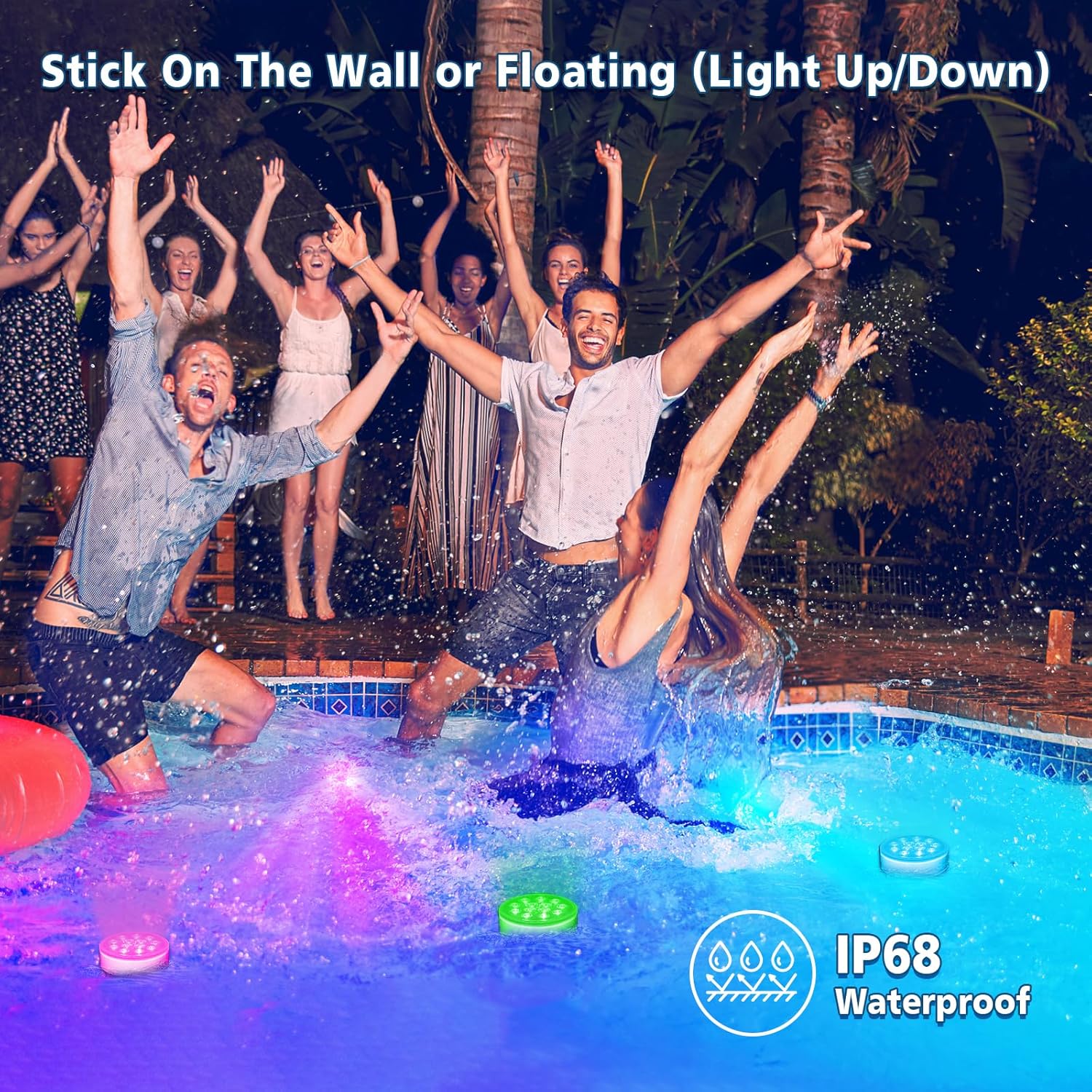 Pool Lights, Upgraded Rechargeable Submersible LED Lights with Remote Waterproof 16 Colors Hot Tub Underwater Light for Inground Pool, Pond, Aquarium, Bath, Party, Vase
