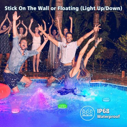 Pool Lights, Upgraded Rechargeable Submersible LED Lights with Remote Waterproof 16 Colors Hot Tub Underwater Light for Inground Pool, Pond, Aquarium, Bath, Party, Vase