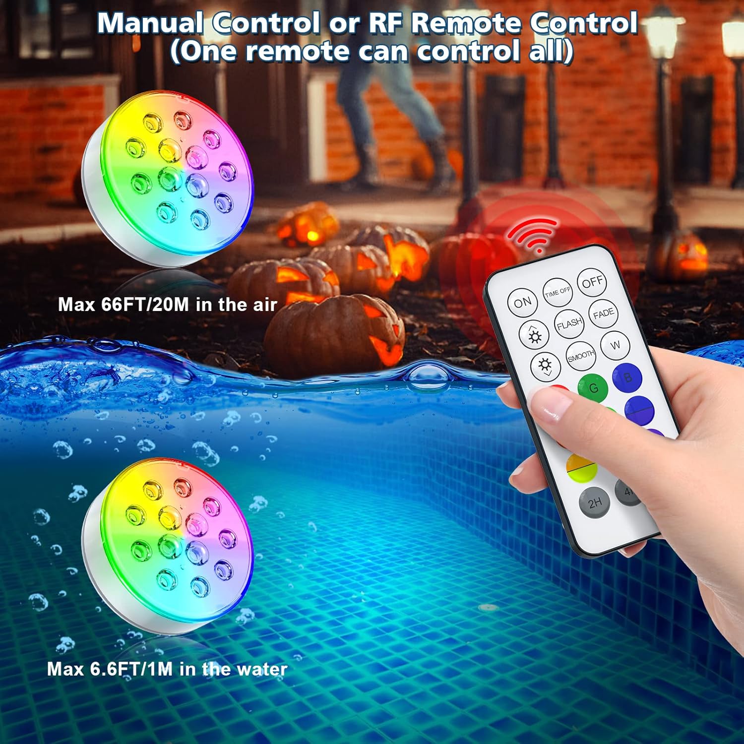 Pool Lights, Upgraded Rechargeable Submersible LED Lights with Remote Waterproof 16 Colors Hot Tub Underwater Light for Inground Pool, Pond, Aquarium, Bath, Party, Vase
