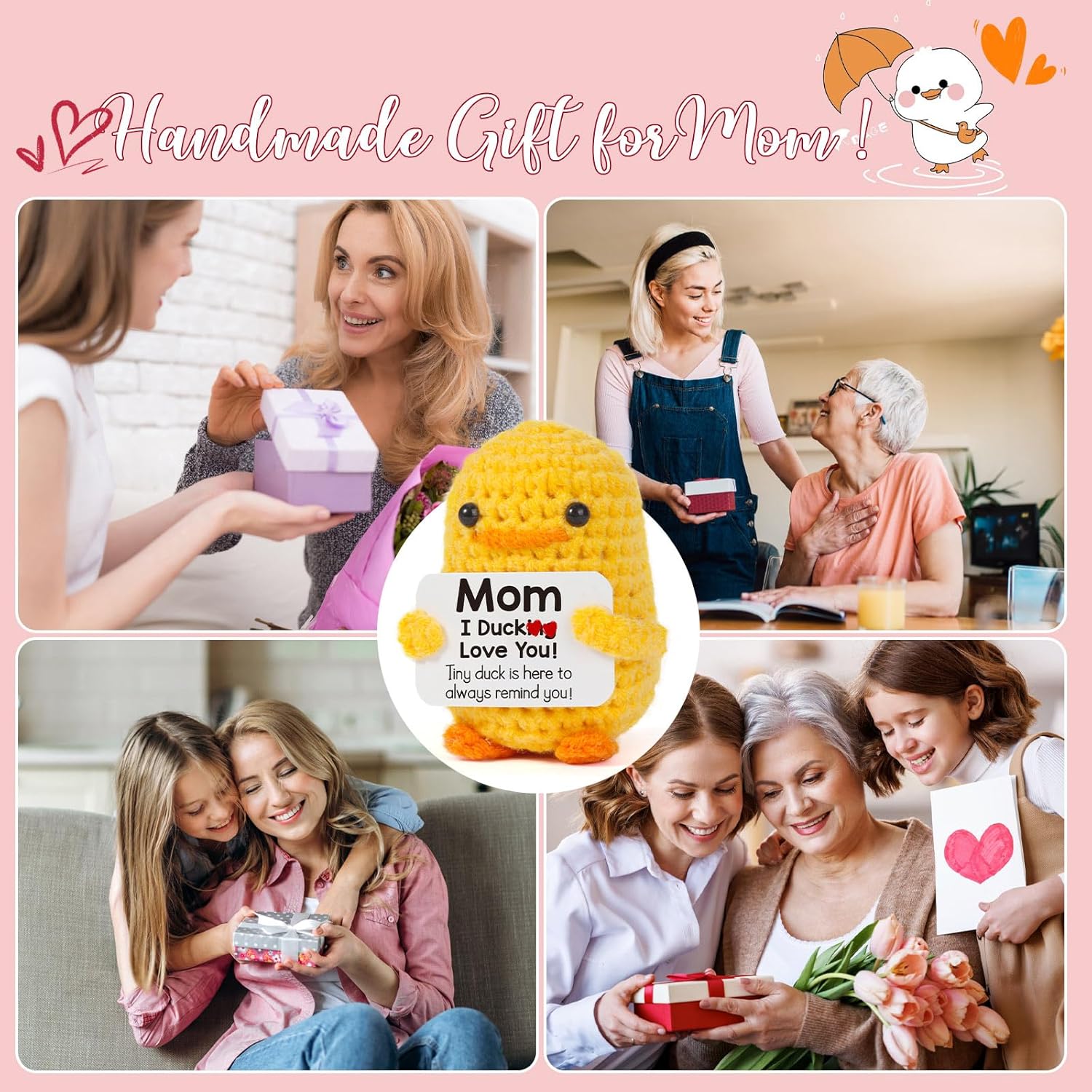 MBL Gifts for Mom Mothers Day - I Duck Love You Mom, Handmade Crochet Funny Cool Cute Small Duck Unique Presents for Birthday Mama Bonus Step Mother Mother's Stocking Stuffers