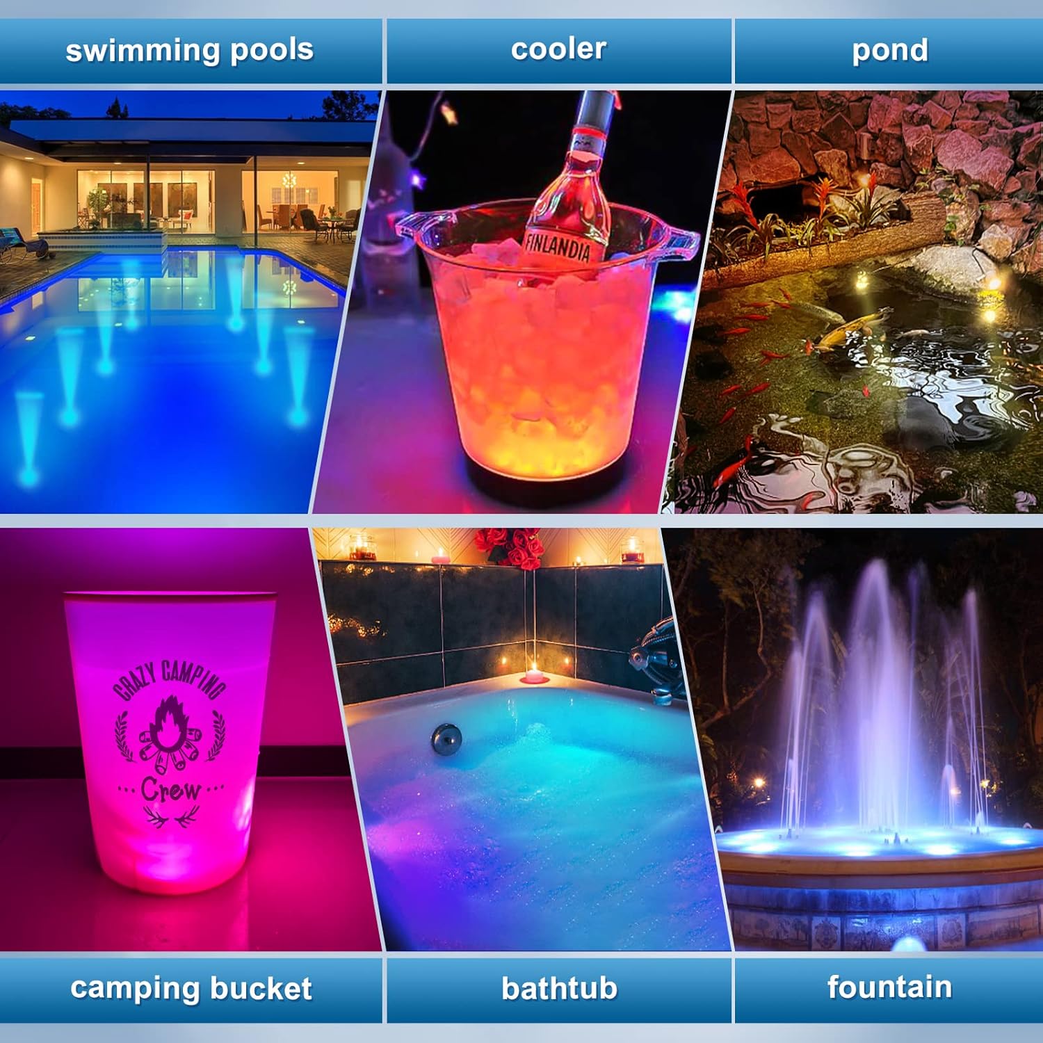 Pool Lights, Upgraded Rechargeable Submersible LED Lights with Remote Waterproof 16 Colors Hot Tub Underwater Light for Inground Pool, Pond, Aquarium, Bath, Party, Vase