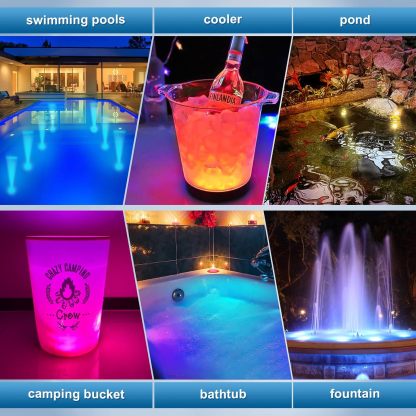 Pool Lights, Upgraded Rechargeable Submersible LED Lights with Remote Waterproof 16 Colors Hot Tub Underwater Light for Inground Pool, Pond, Aquarium, Bath, Party, Vase