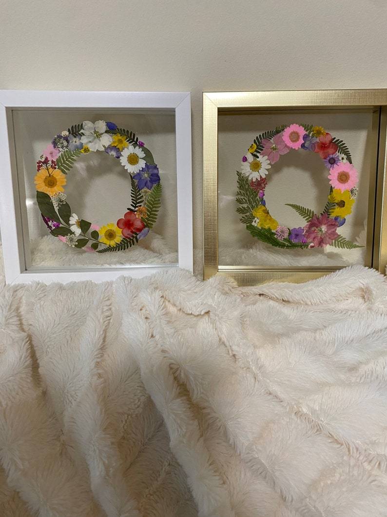 Custom Letter Real Pressed Flower Art Framed Floral Initial