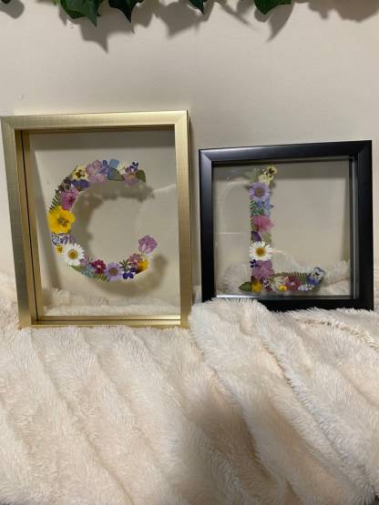 Custom Letter Real Pressed Flower Art Framed Floral Initial