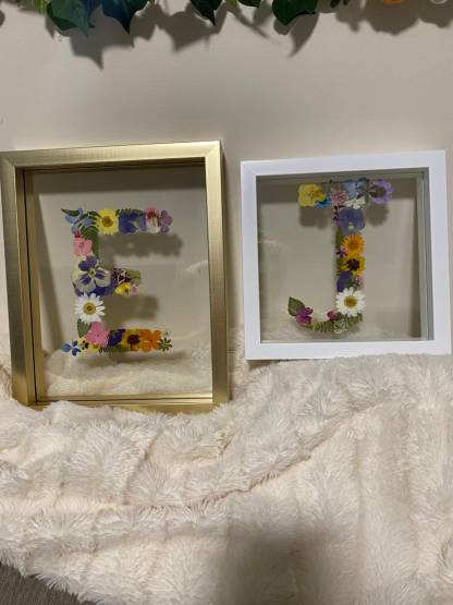 Custom Letter Real Pressed Flower Art Framed Floral Initial