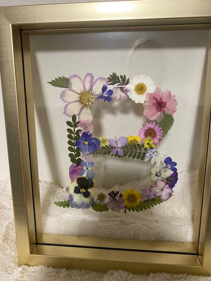 Custom Letter Real Pressed Flower Art Framed Floral Initial