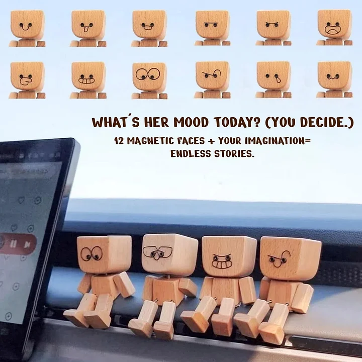 (🌲Christmas Hot Sale- 49% OFF) Shaking Feet Wooden Doll - Sways with 12 Pcs Magnetic Expressions