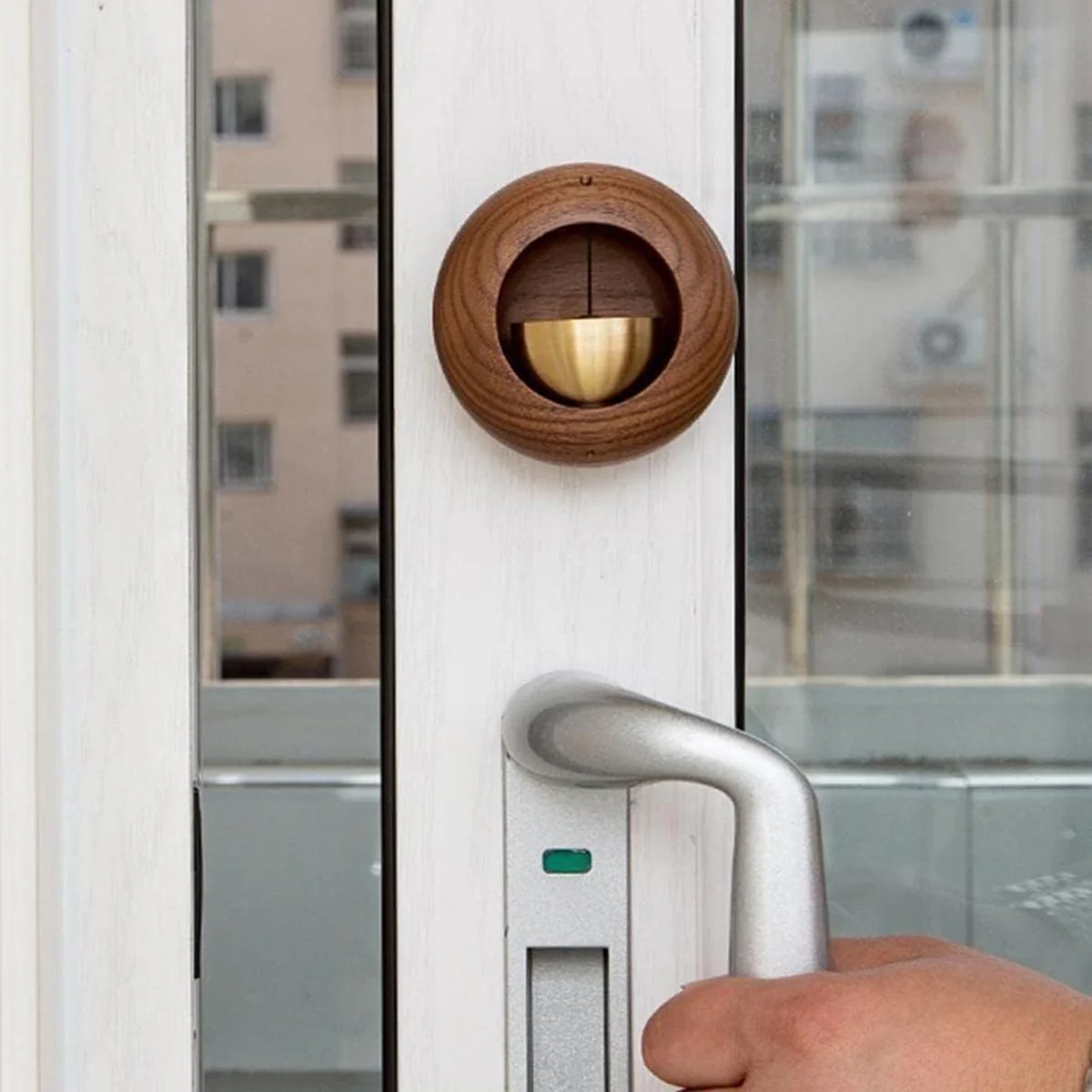 Wooden Style Brass Magnetic And Double-Sided Tape Doorbell