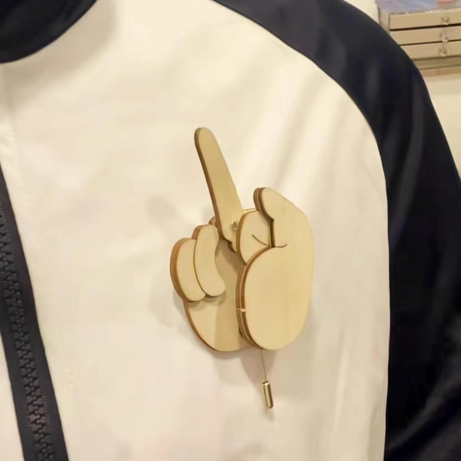 ✨Hot Sale 50% OFF--🤣Funny Wooden Finger Brooch