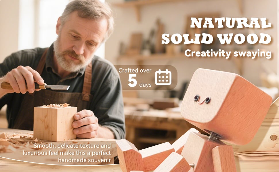 Charming Little Wooden Figure That Sways with 12PCS Magnetic Expressions