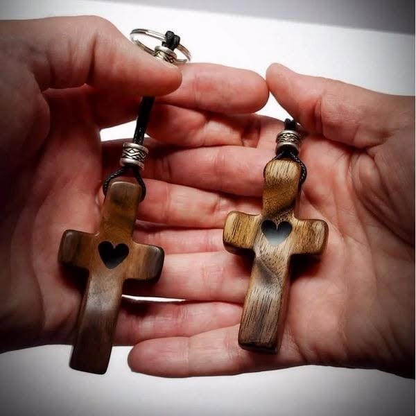 ✝️ Handcrafted Wooden Cross My Heart — 100% Handmade & Faithful Symbol
