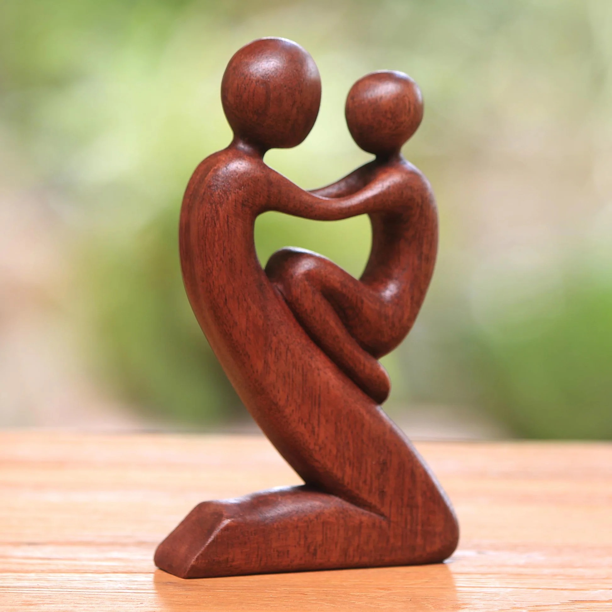 Handcrafted Father's Lap Wood Sculpture