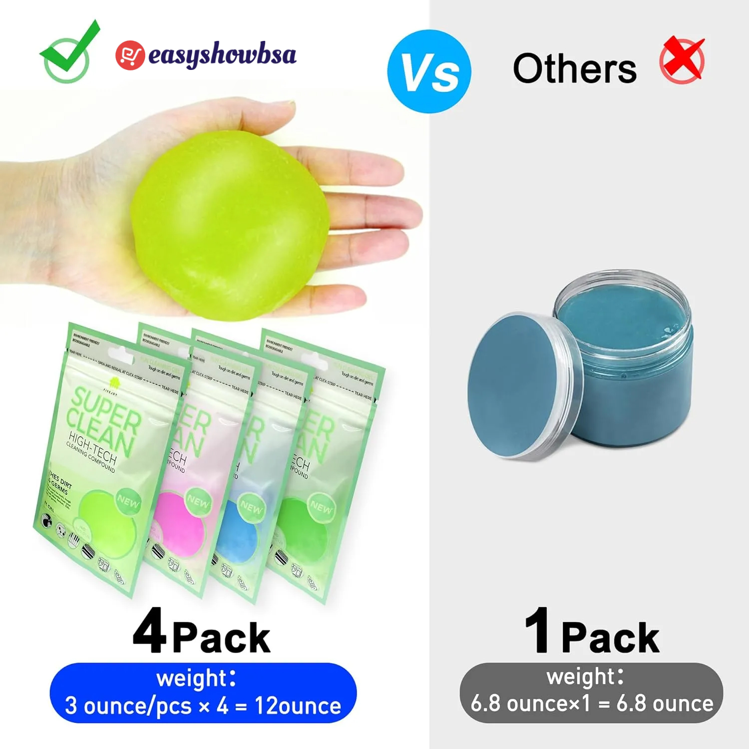 4 Pack Universal Car Cleaning Gel,320g (2.8oz/pcs)