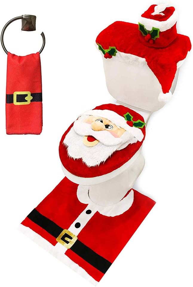 5 Pieces Christmas Theme Bathroom Decoration Set
