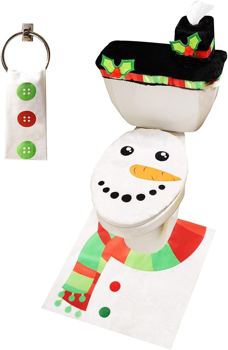 5 Pieces Christmas Theme Bathroom Decoration Set