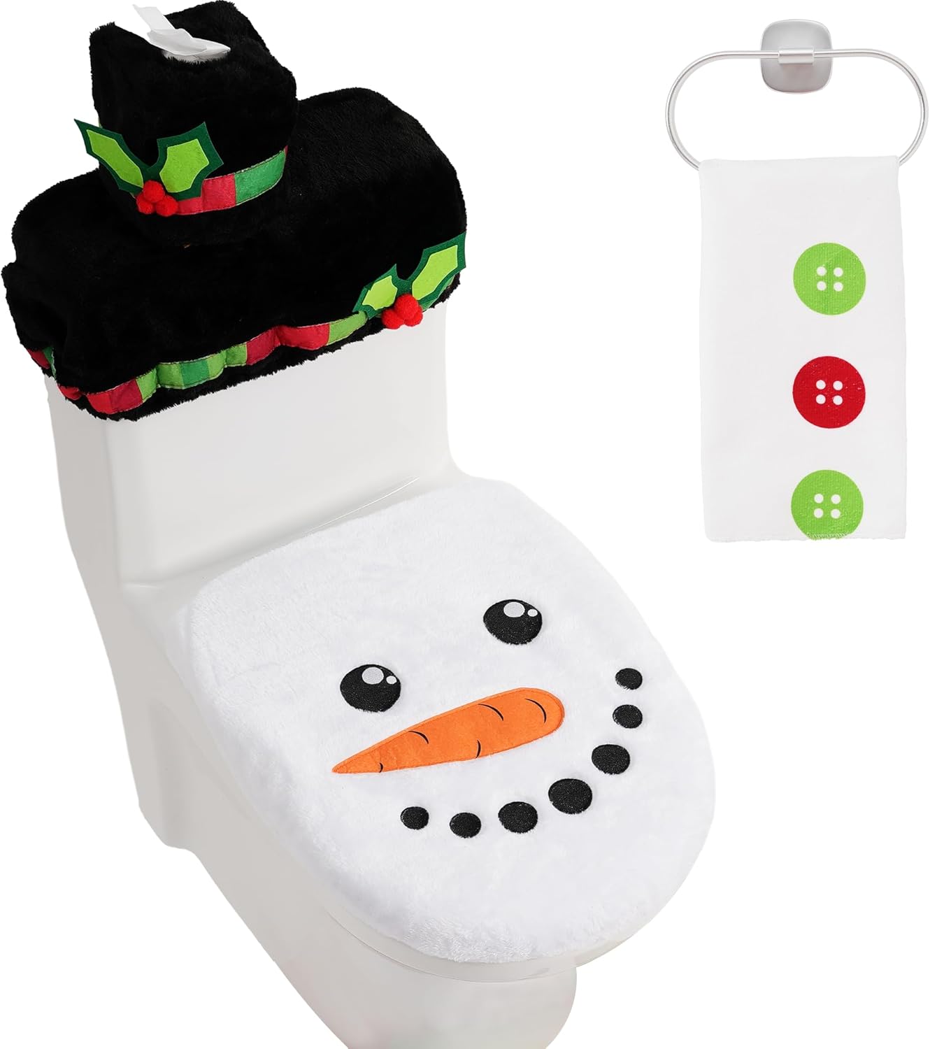 5 Pieces Christmas Theme Bathroom Decoration Set