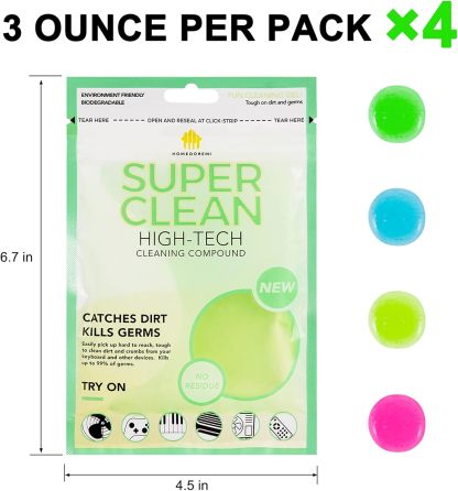 4 Pack Cleaning Gel for Car,320g (2.8oz/pcs)