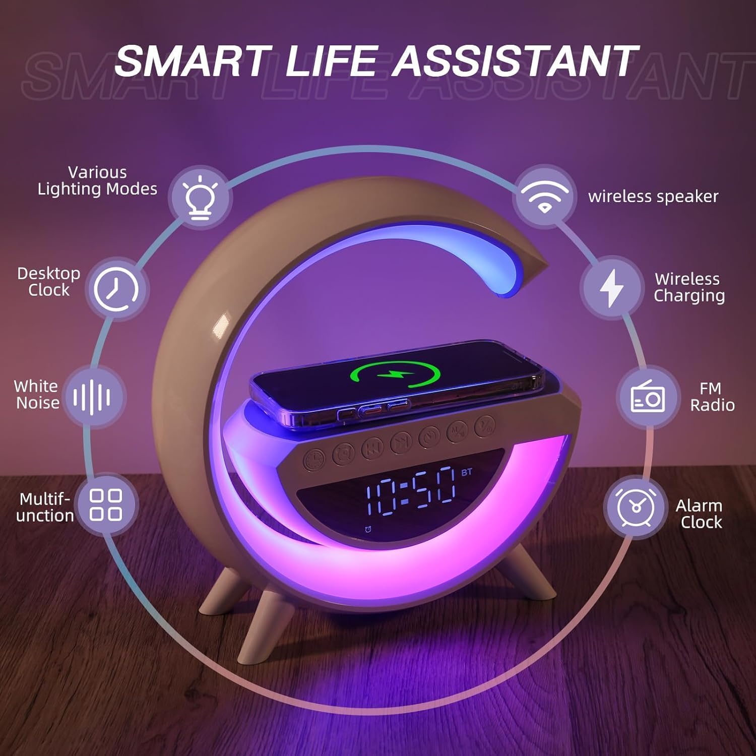 🔥Last Day 49% OFF🧶G-shaped Led Wireless Charging Speaker