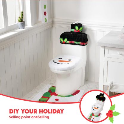 5 Pieces Christmas Theme Bathroom Decoration Set
