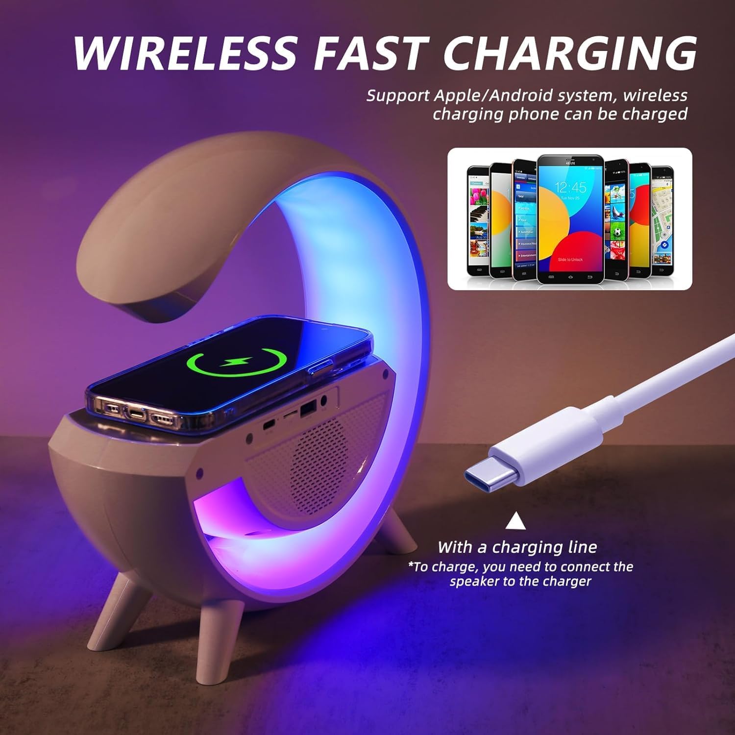 🔥Last Day 49% OFF🧶G-shaped Led Wireless Charging Speaker