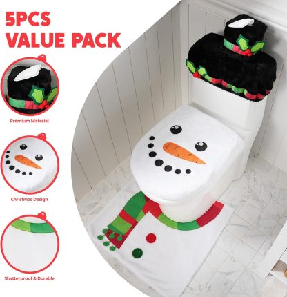 5 Pieces Christmas Theme Bathroom Decoration Set