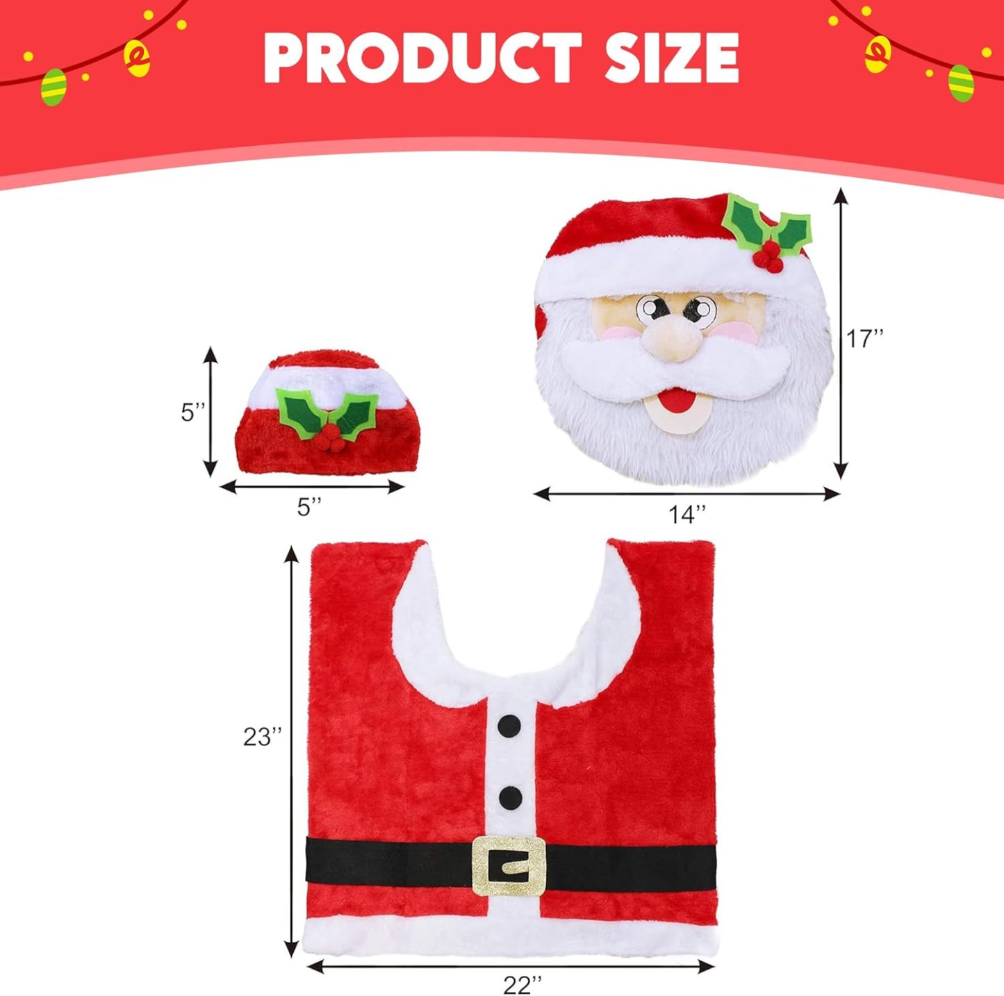5 Pieces Christmas Theme Bathroom Decoration Set