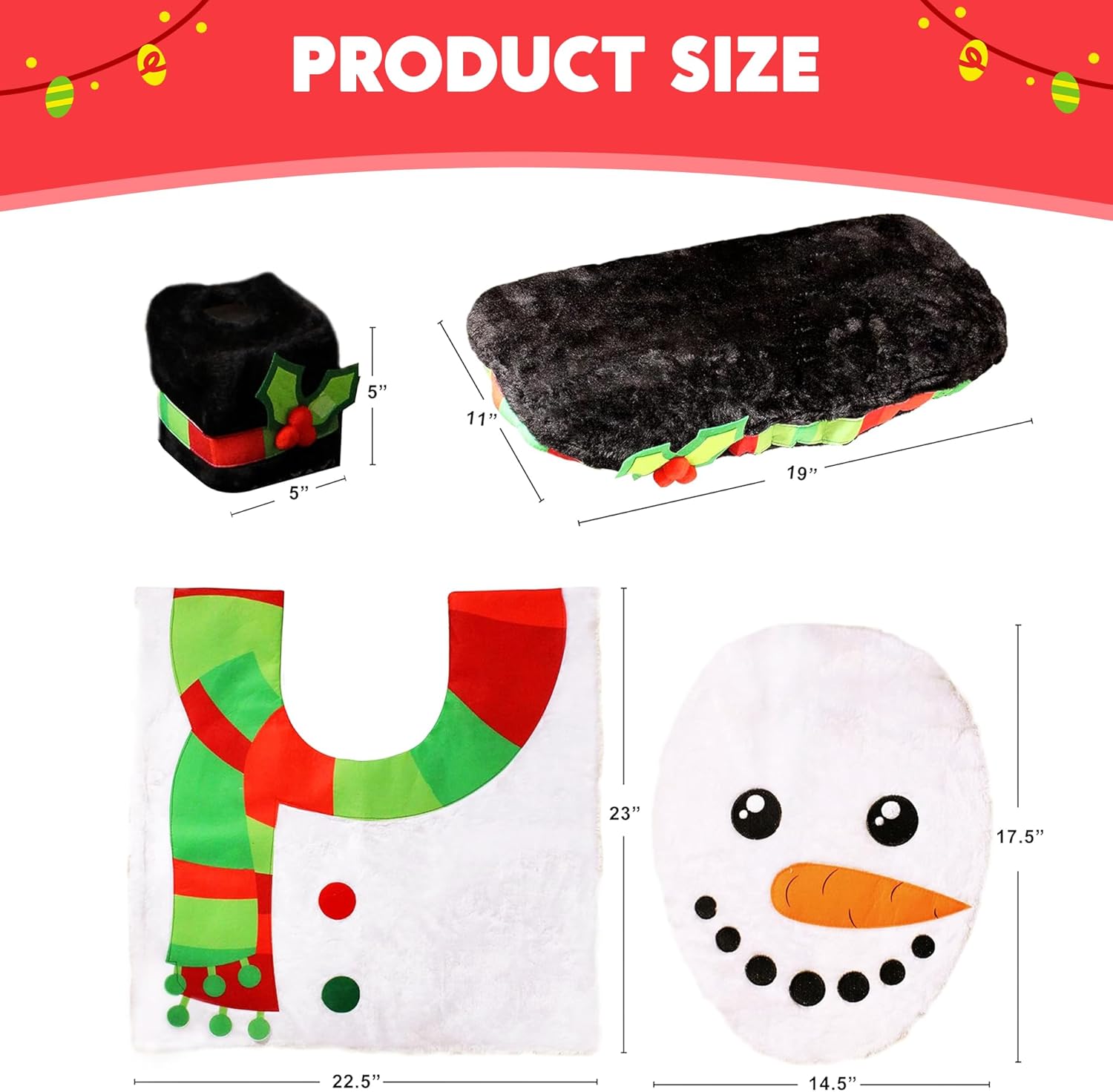 5 Pieces Christmas Theme Bathroom Decoration Set