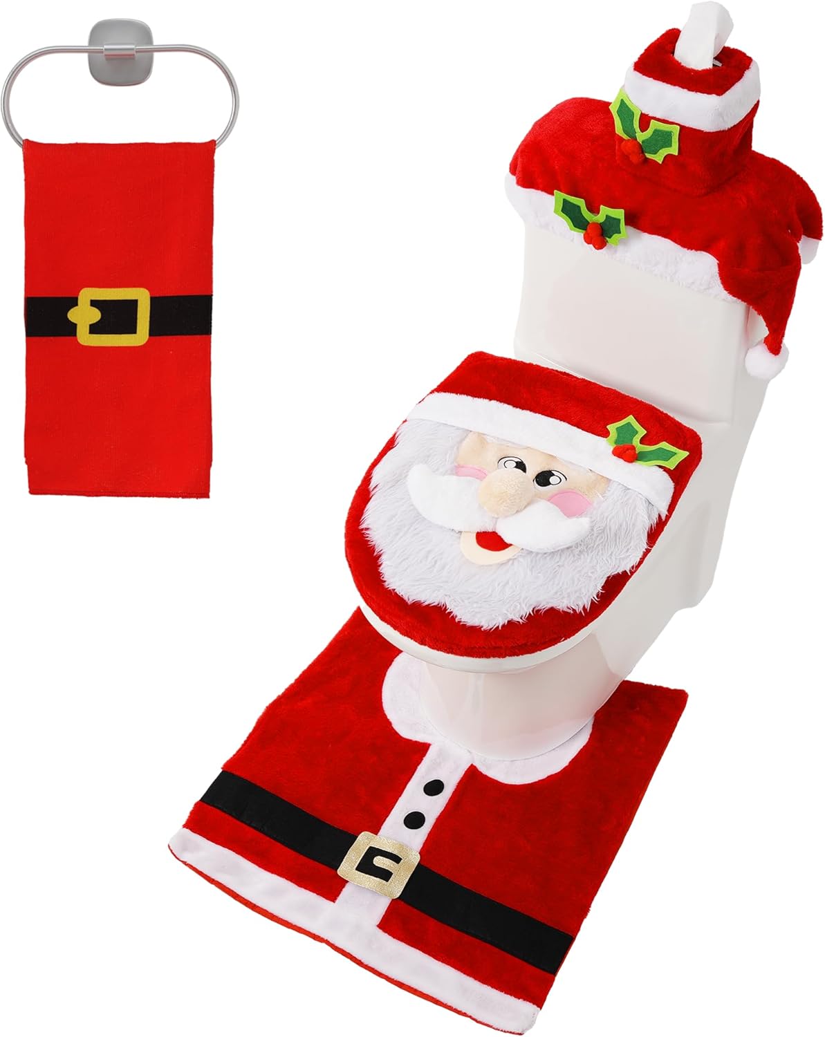 5 Pieces Christmas Theme Bathroom Decoration Set