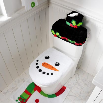 5 Pieces Christmas Theme Bathroom Decoration Set