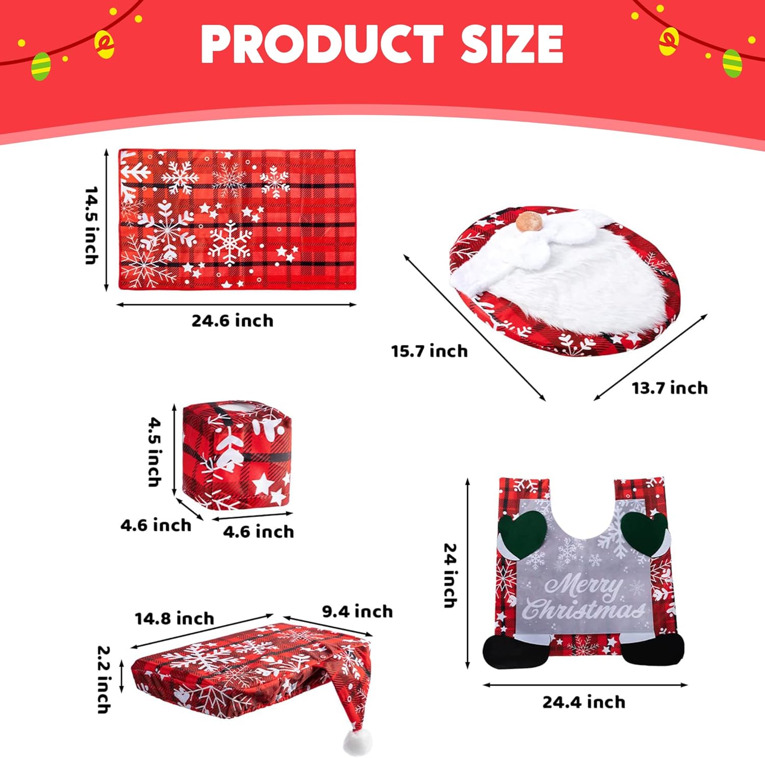 5 Pieces Christmas Theme Bathroom Decoration Set