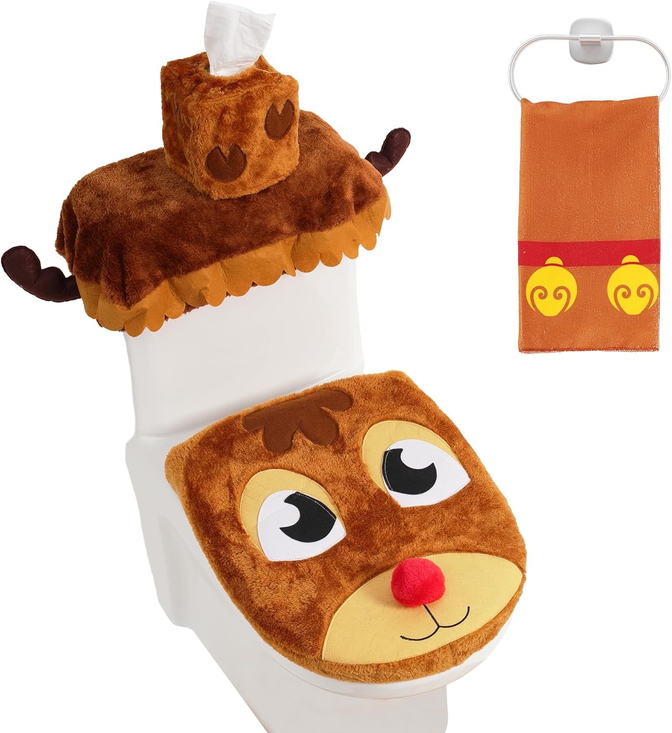 5 Pieces Christmas Theme Bathroom Decoration Set