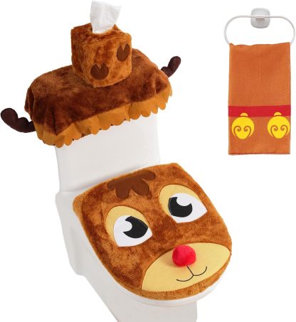 5 Pieces Christmas Theme Bathroom Decoration Set