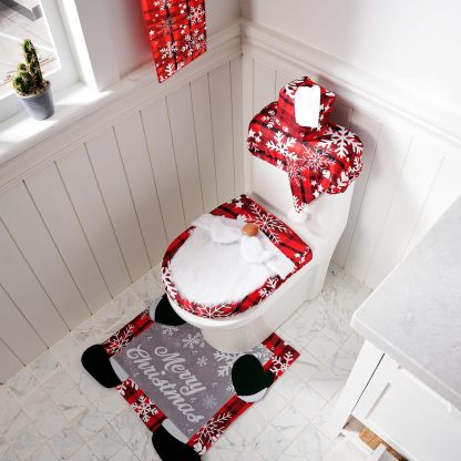 5 Pieces Christmas Theme Bathroom Decoration Set