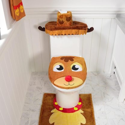 5 Pieces Christmas Theme Bathroom Decoration Set