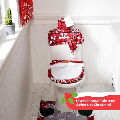 5 Pieces Christmas Theme Bathroom Decoration Set