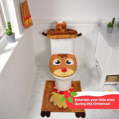5 Pieces Christmas Theme Bathroom Decoration Set