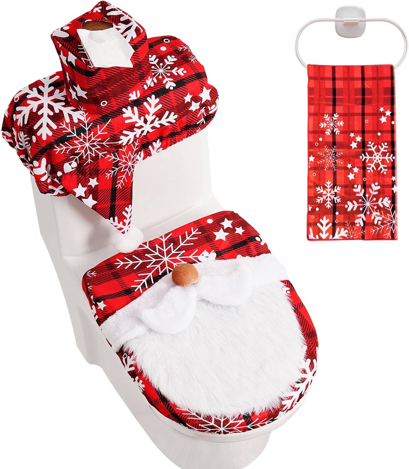 5 Pieces Christmas Theme Bathroom Decoration Set