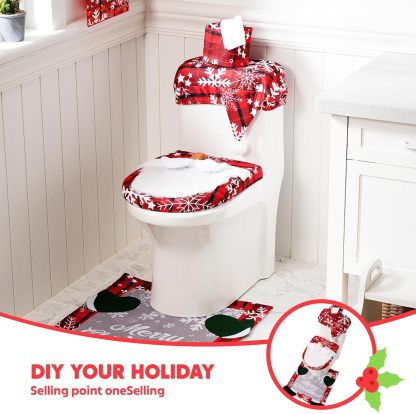 5 Pieces Christmas Theme Bathroom Decoration Set