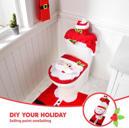 5 Pieces Christmas Theme Bathroom Decoration Set