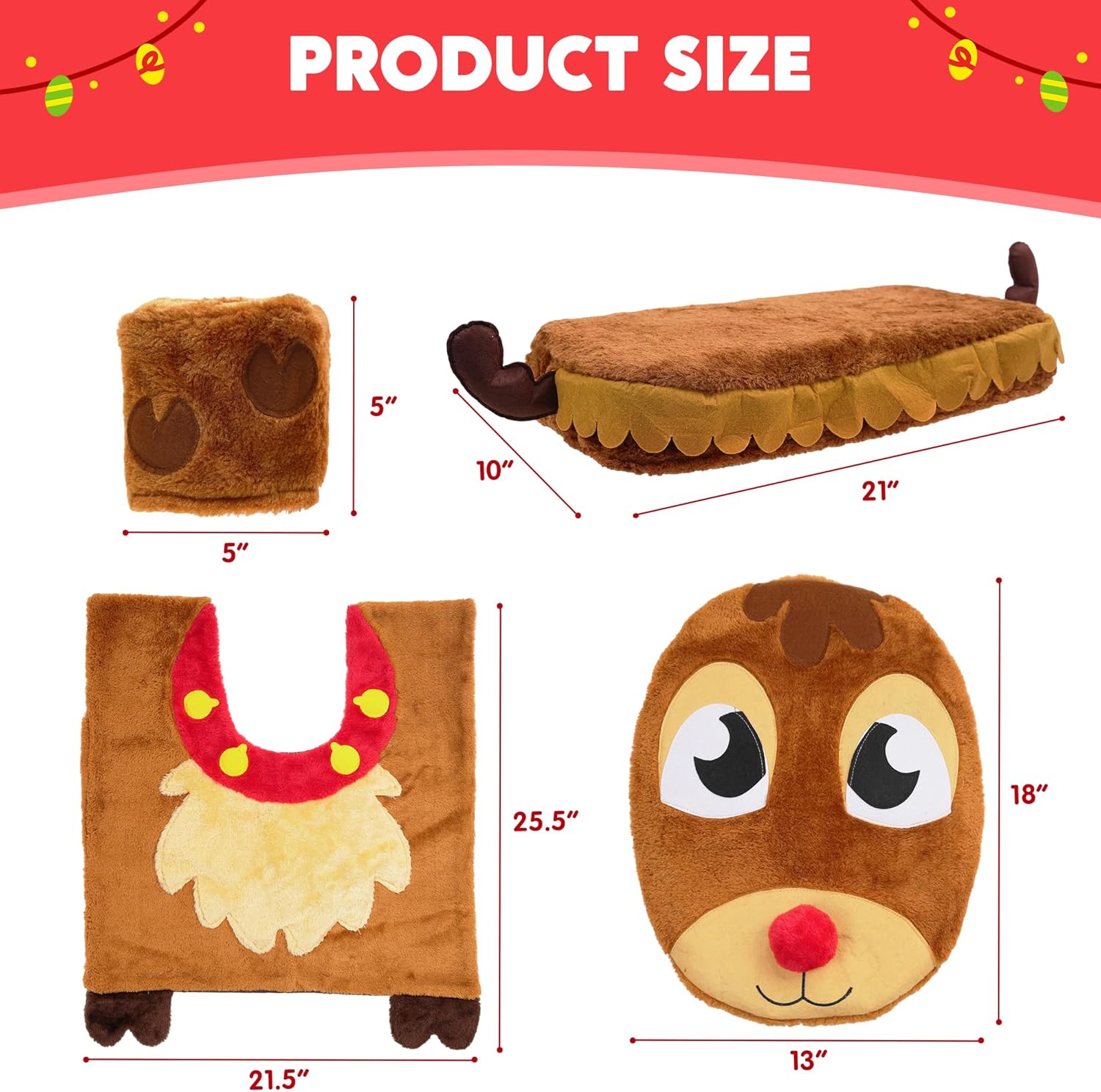 5 Pieces Christmas Theme Bathroom Decoration Set