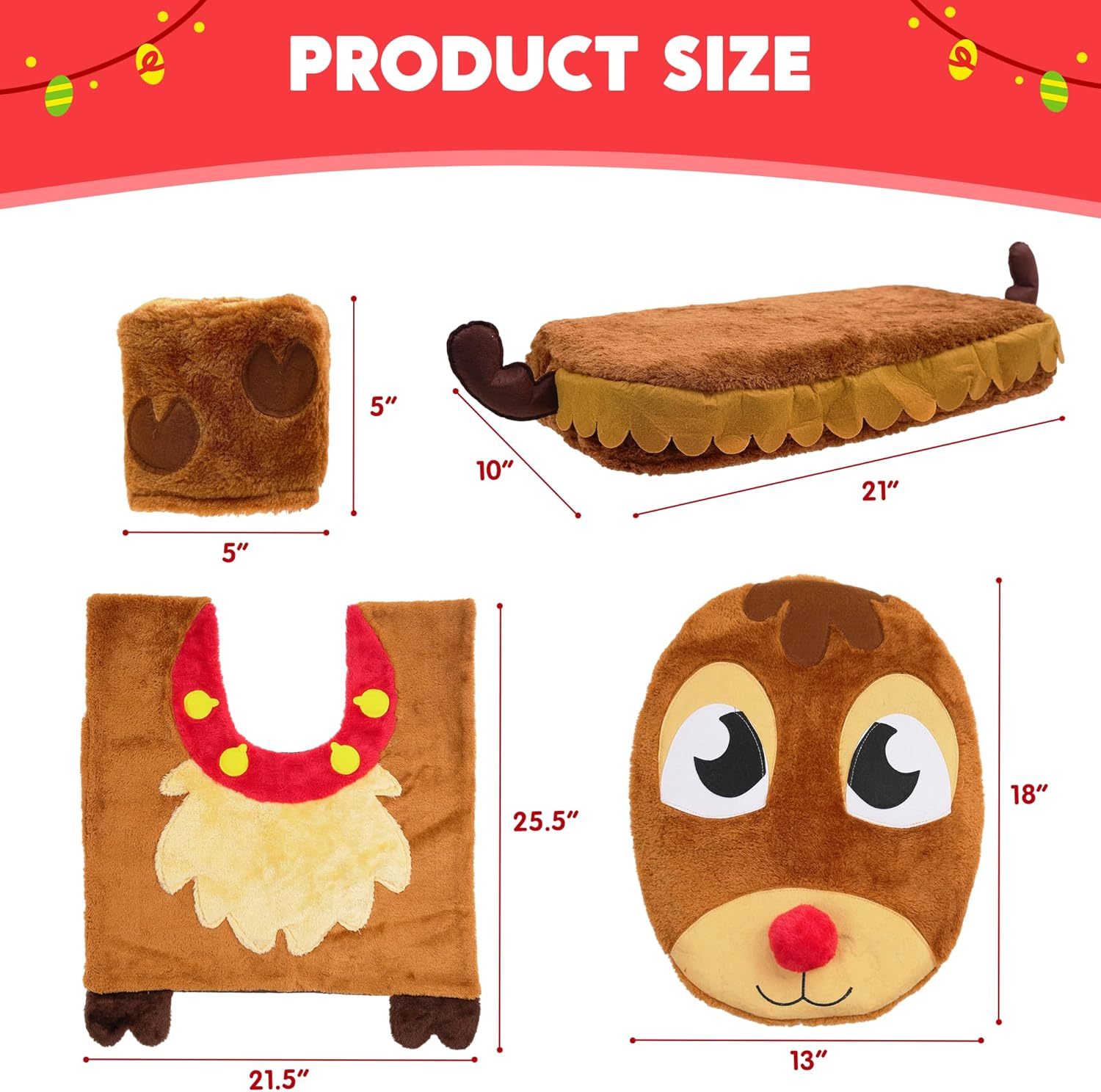 5 Pieces Christmas Theme Bathroom Decoration Set