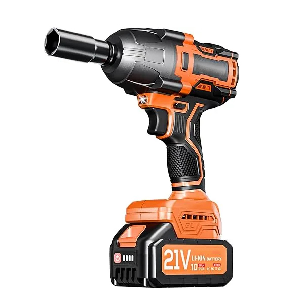 Clé à Chocs Sans Fil Brushless, Couple Maximal 1200 Nm, 1/2" avec Deux Batteries 4,0 Ah, Clé à Chocs Électrique 21V pour Voiture Familiale/Camionnette/Tondeuse