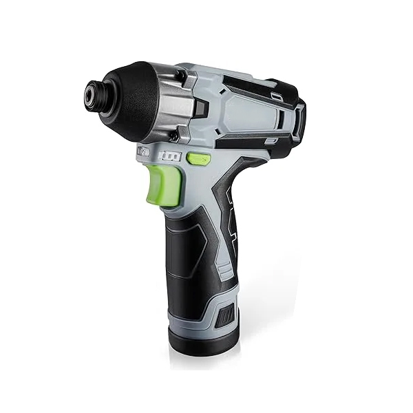  Visseuse à Choc sans Fil 12V avec Batterie 2,0A, Couple de 100N.m, 2000 tr/min, Clé à Choc avec Mandrin à Changement Rapide 6mm et Charge en 1 Heure, Lampe LED, 14 Accessoires et Sac à outils